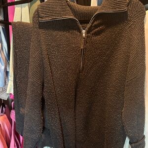 Aerie Charcoal Half-Zip Sweater and pants (waffle sweater)